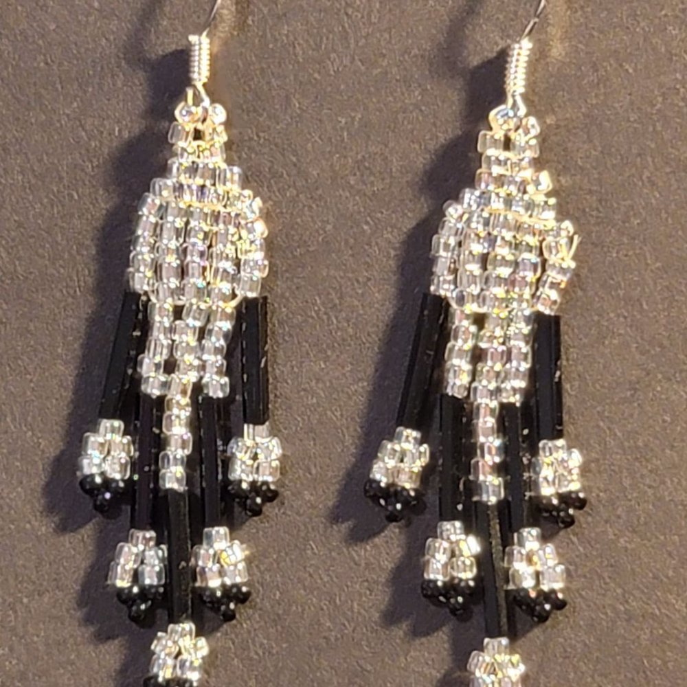 Beautiful Hand-Made Silver & Black Earrings